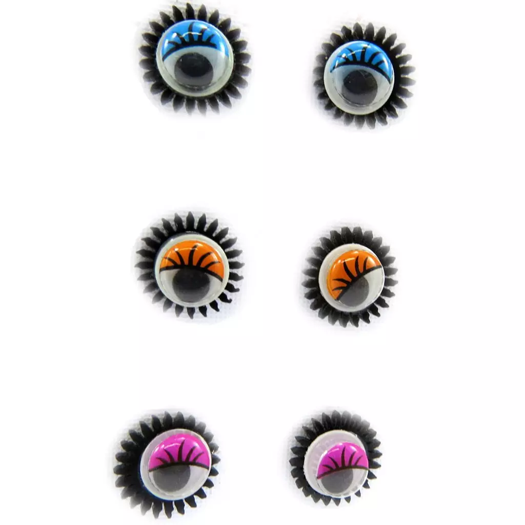Les Trésors De Lily 3 Paires De Boucles 'Yeux' Rose Orange Bleu [L6423]