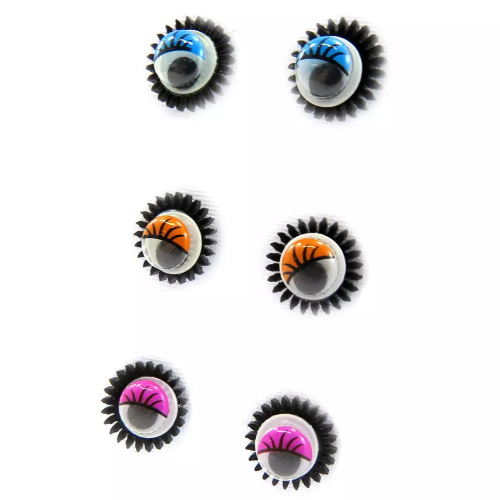 Les Trésors De Lily 3 Paires De Boucles 'Yeux' Rose Orange Bleu [L6423]