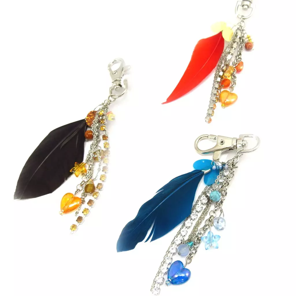 les trésors de lily 3 porte clés 'Scarlett' noir bleu rouge [K6557]