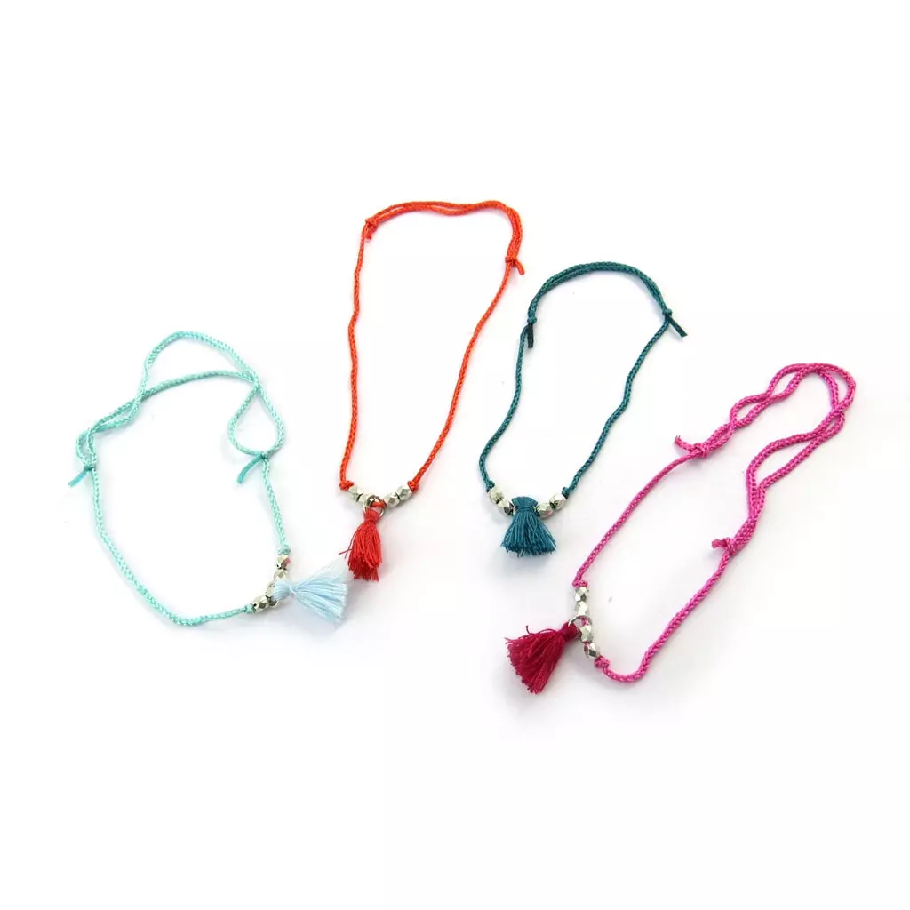 Les Trésors De Lily 4 Bracelets Fantaisie 'Altaï' Bleu Rose Rouge [N3490]