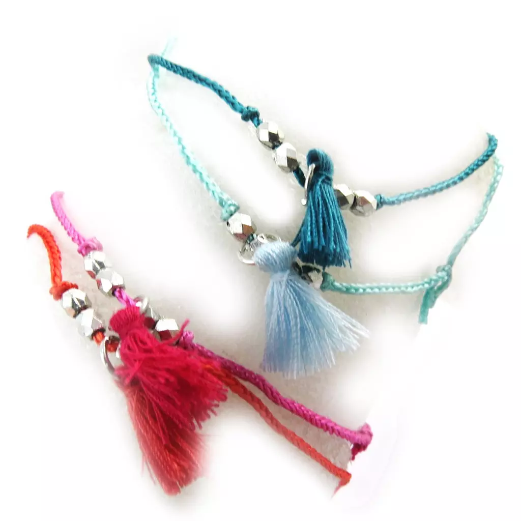 les trésors de lily 4 bracelets fantaisie 'Altaï' bleu rose rouge [N3490]