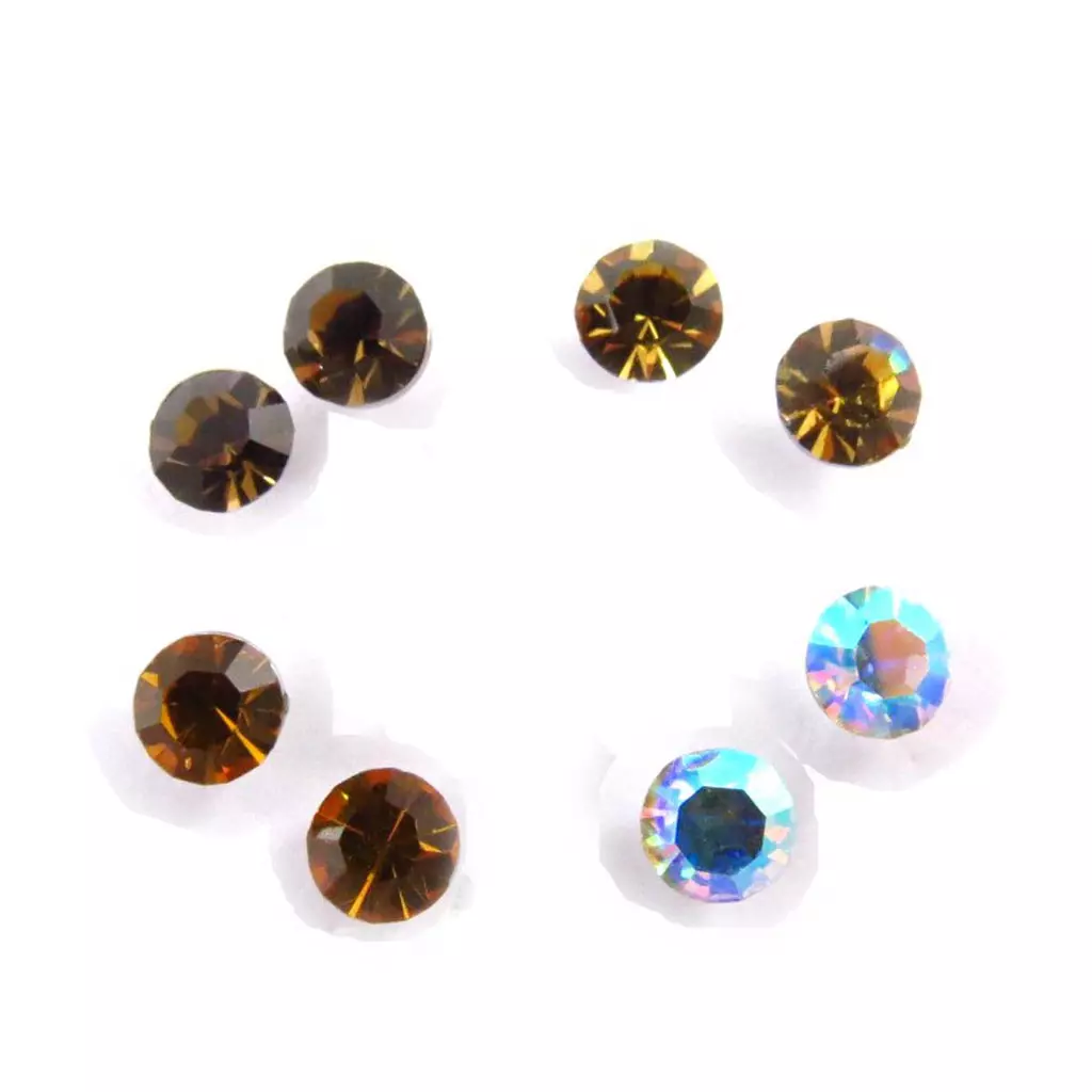 Les Trésors De Lily 4 Paires De Boucles 'Oeil De Cristal' Ambre Blanc 5 Mm (Swarovski) [J6274]