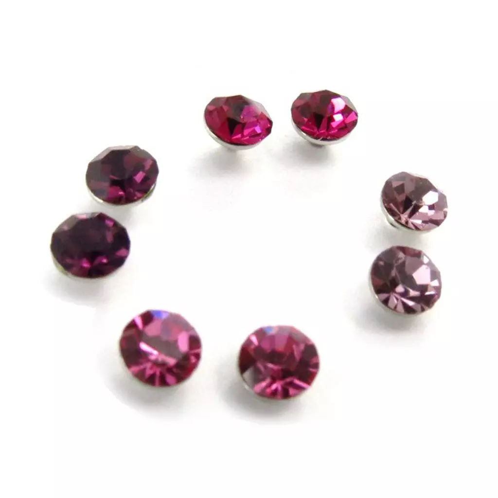 Les Trésors De Lily 4 Paires De Boucles 'Oeil De Cristal' Rose Violet 5 Mm (Swarovski) [J6277]