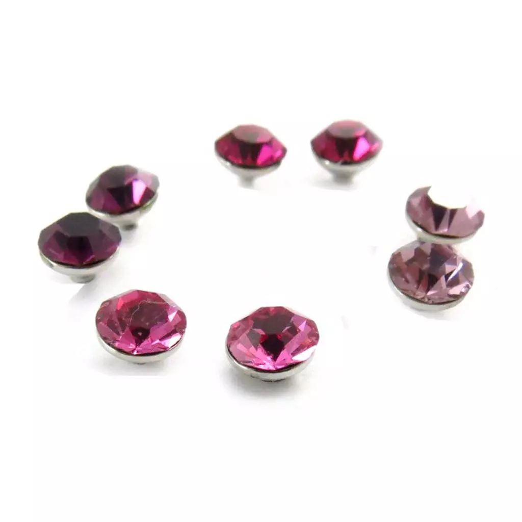 Les Trésors De Lily 4 Paires De Boucles 'Oeil De Cristal' Rose Violet 5 Mm (Swarovski) [J6277]