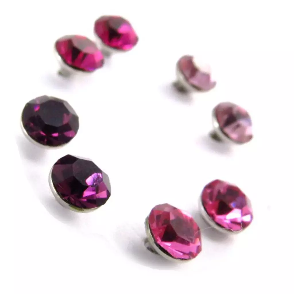 les trésors de lily 4 paires de boucles 'Oeil de Cristal' rose violet 5 mm (Swarovski) [J6277]