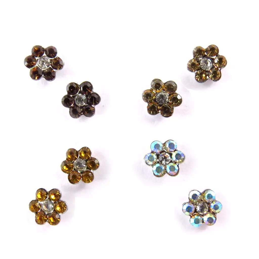 Les Trésors De Lily 4 Paires De Boucles 'Sissi' Ambre Blanc (Swarovski) [J6268]
