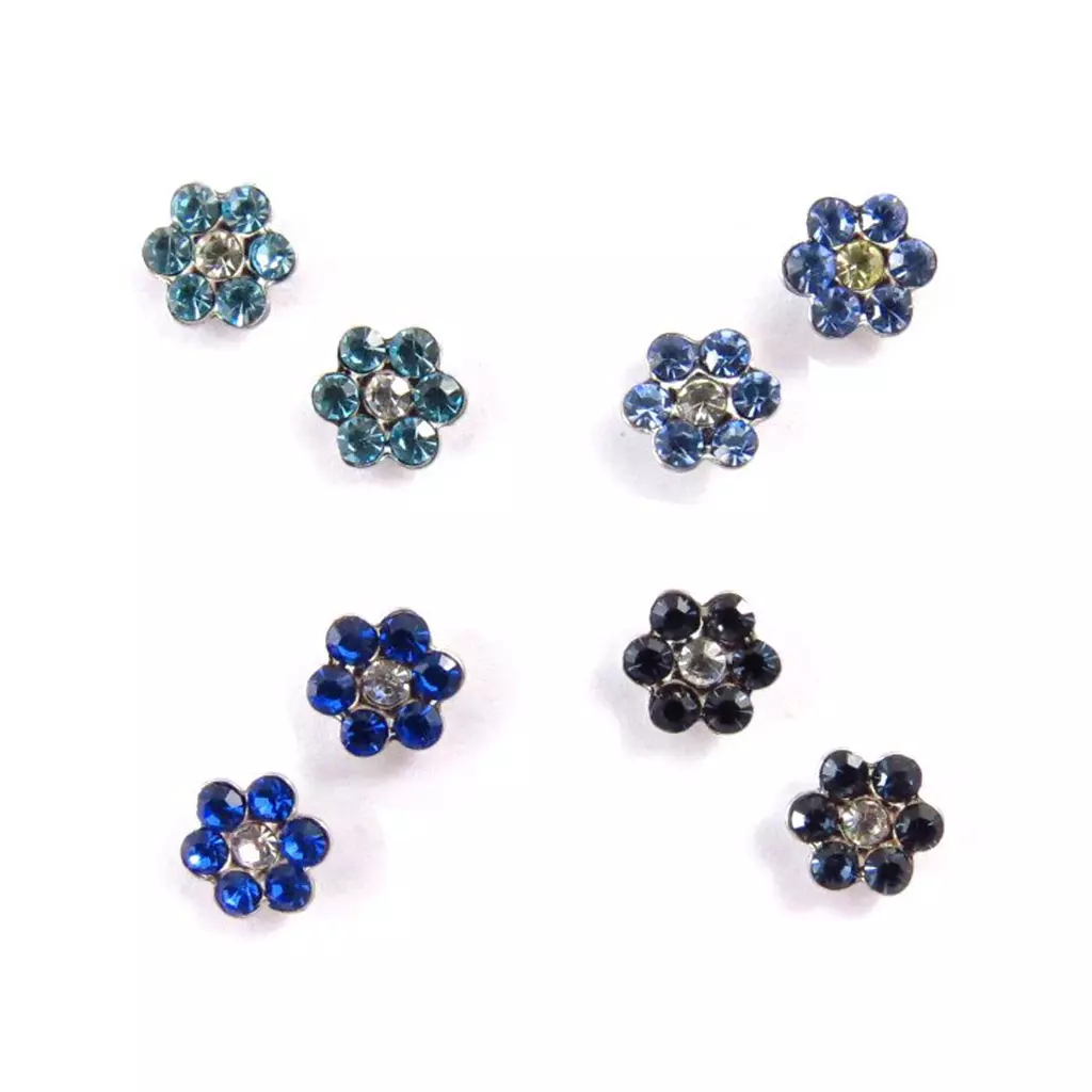 Les Trésors De Lily 4 Paires De Boucles 'Sissi' Bleu (Swarovski) [J6269]