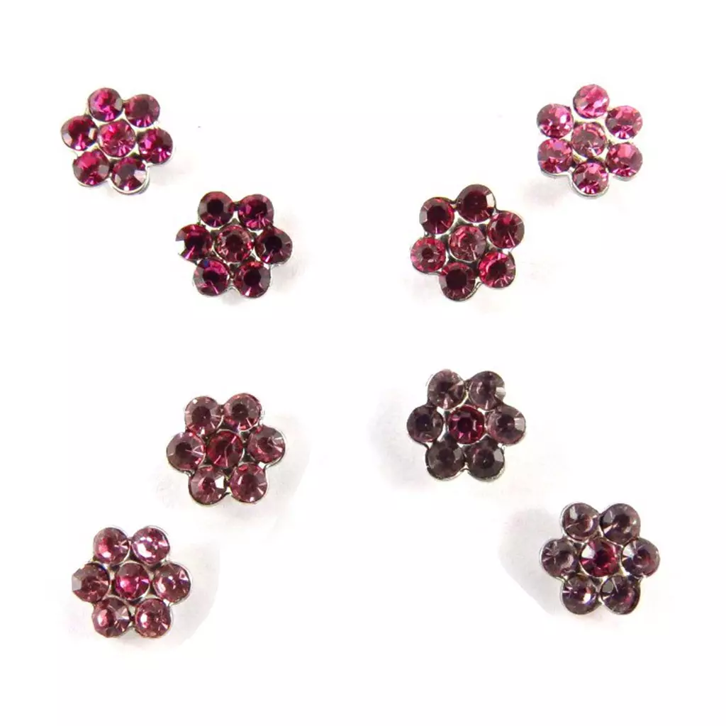 Les Trésors De Lily 4 Paires De Boucles 'Sissi' Rose (Swarovski) [J6266]