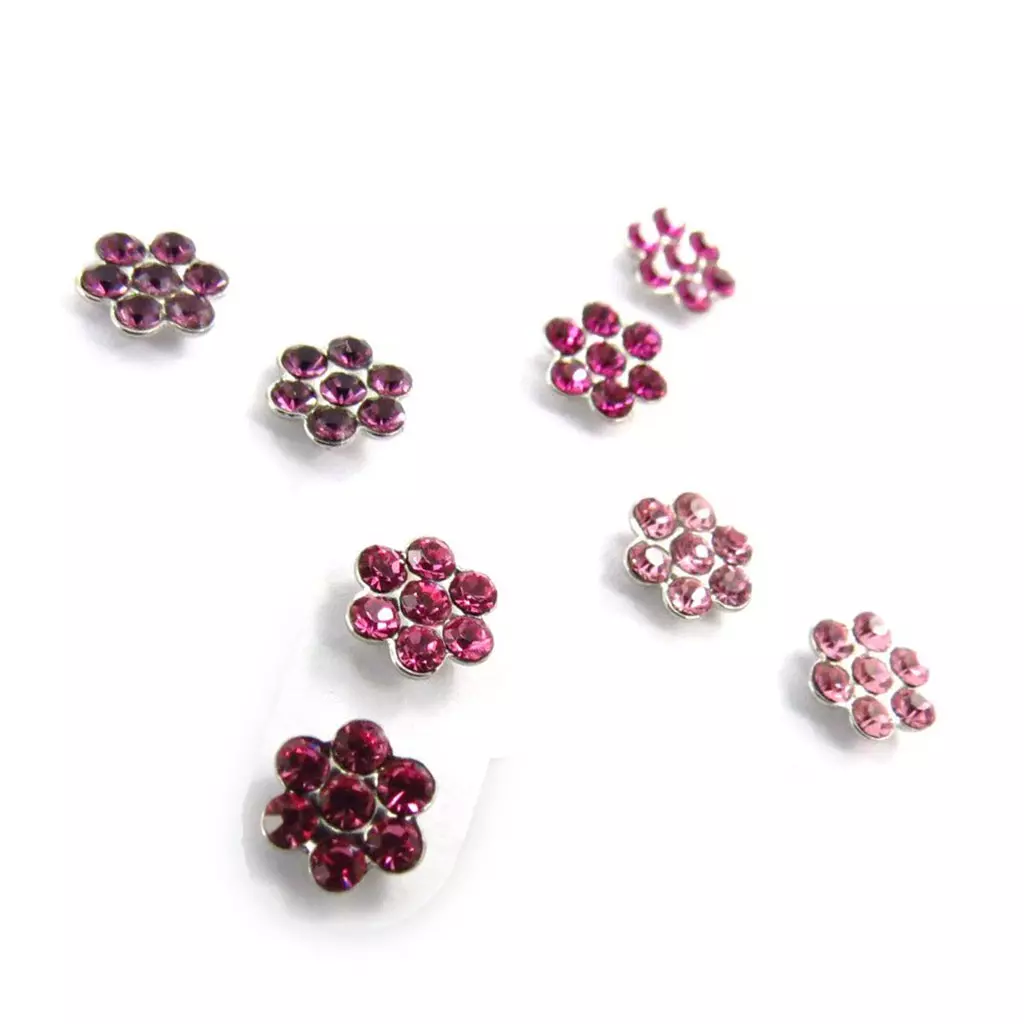 Les Trésors De Lily 4 Paires De Boucles 'Sissi' Rose Violet (Swarovski) [J6267]