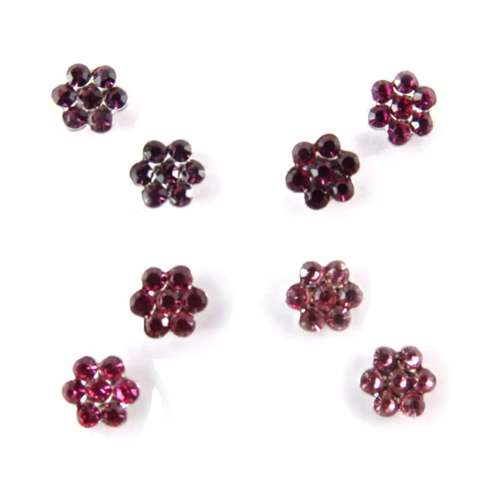 Les Trésors De Lily 4 Paires De Boucles 'Sissi' Rose Violet (Swarovski) [J6267]