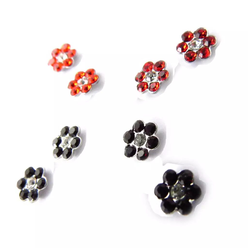 les trésors de lily 4 paires de boucles 'Sissi' rouge (Swarovski) [J6258]