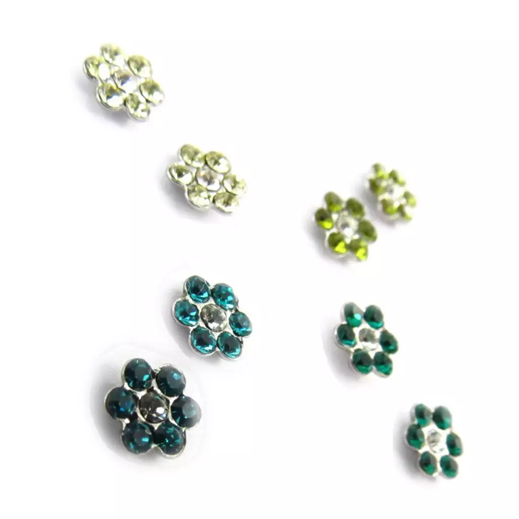 Les Trésors De Lily 4 Paires De Boucles 'Sissi' Vert (Swarovski) [J6259]