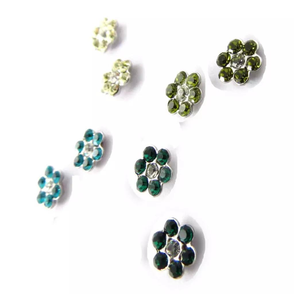 Les Trésors De Lily 4 Paires De Boucles 'Sissi' Vert (Swarovski) [J6259]