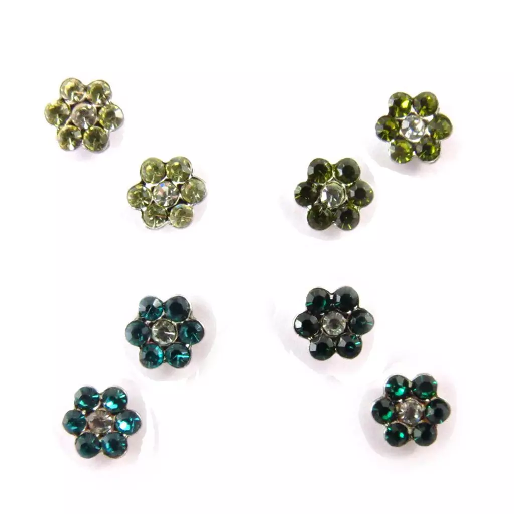 les trésors de lily 4 paires de boucles 'Sissi' vert (Swarovski) [J6259]