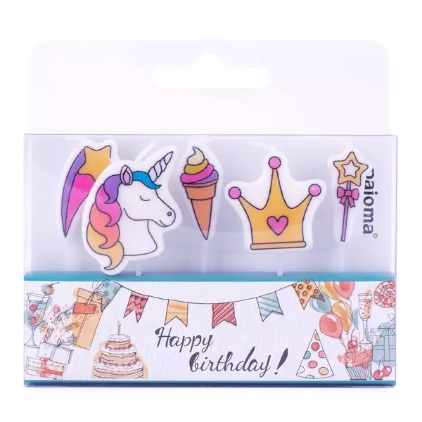 Les Trésors De Lily 5 Bougies 'Joyeux Anniversaire' Licorne Hauteur 5 Cm [A2691]