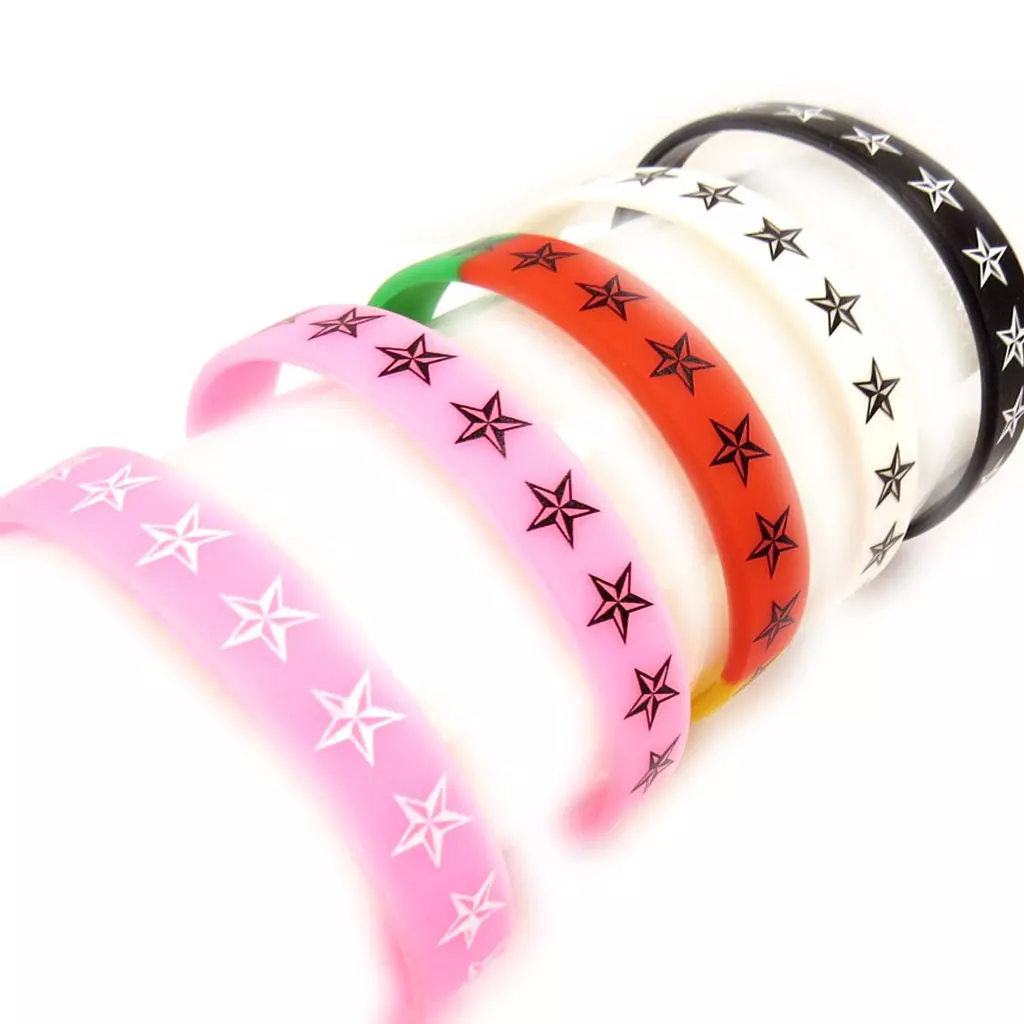 les trésors de lily 5 bracelets silicone 'Etoiles' tutti frutti [K9478]