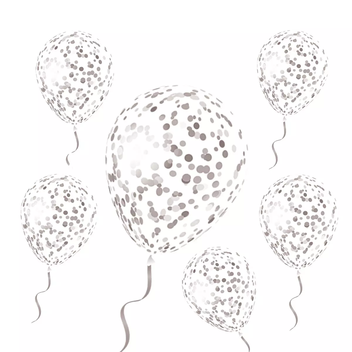 Les Trésors De Lily 6 Ballons Latex 'Confettis' Argenté 30 Cm [R2284]