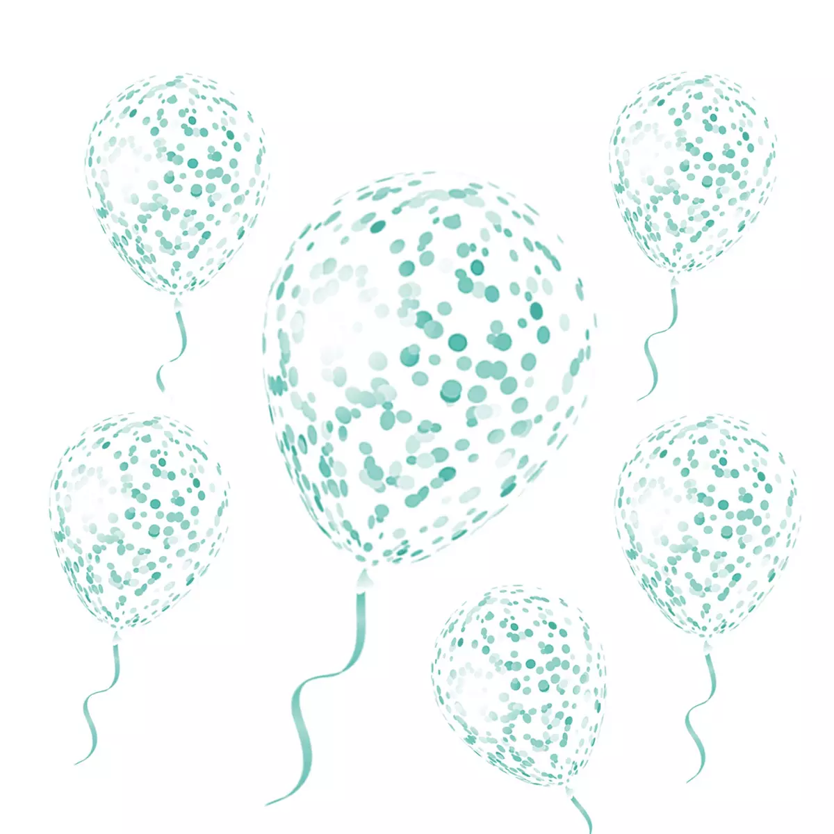 Les Trésors De Lily 6 Ballons Latex 'Confettis' Bleu 30 Cm [R2283]