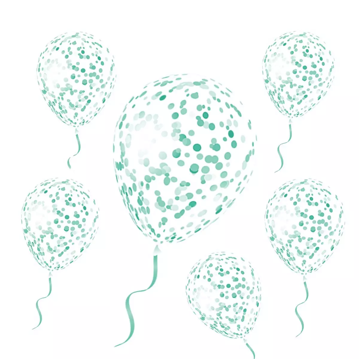 Les Trésors De Lily 6 Ballons Latex 'Confettis' Menthe 30 Cm [A3137]