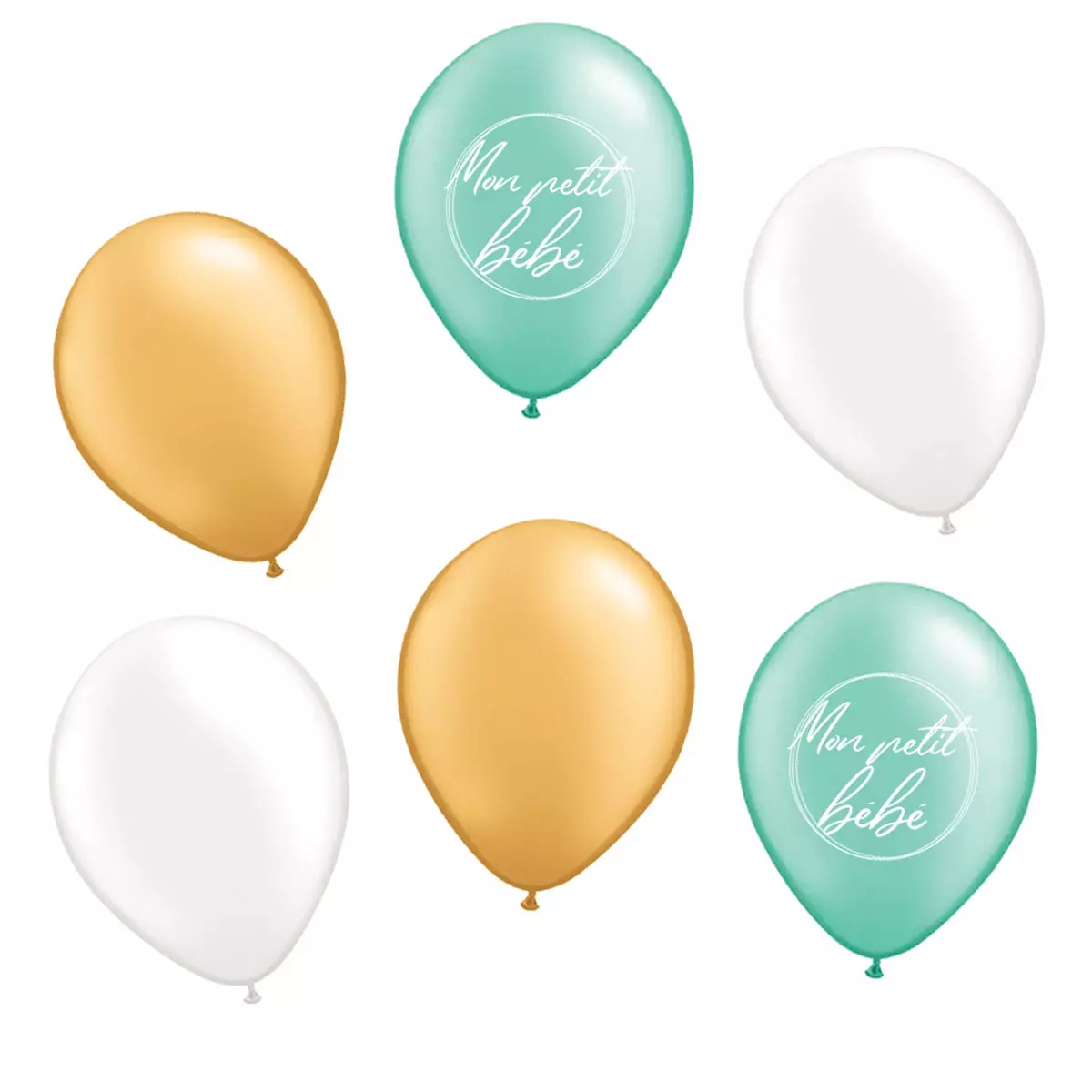 Les Trésors De Lily 6 Ballons Métalliques Latex 'Baby Shower' Vert 30 Cm [A0830]