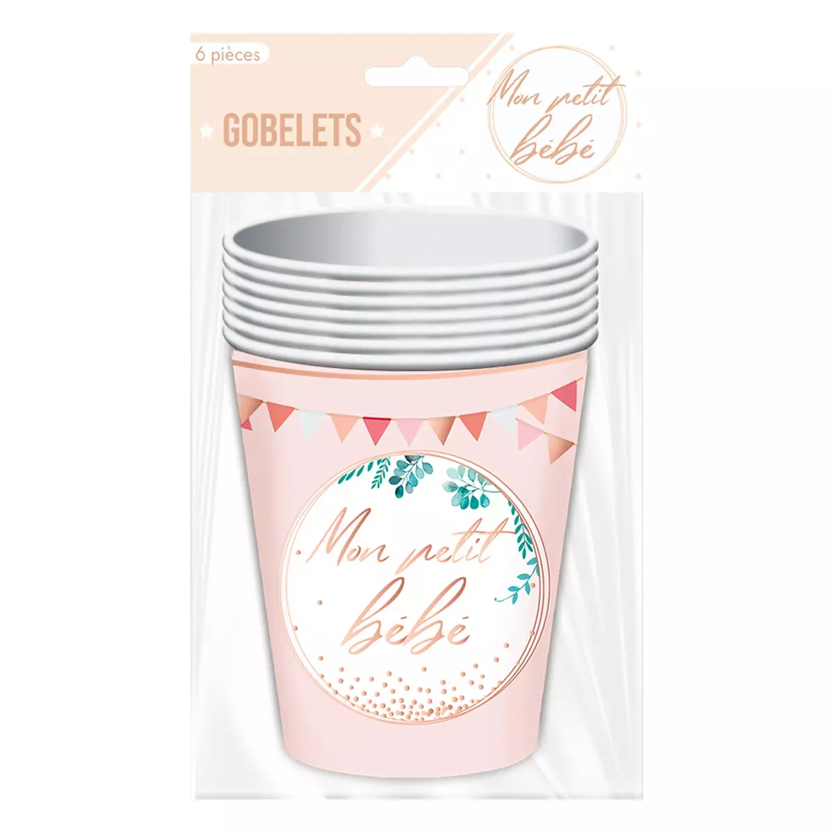 Les Trésors De Lily 6 Gobelets Carton 'Baby Shower' Rose (mon Petit Bébé) 85x75 Mm (25 Cl) [A1527]