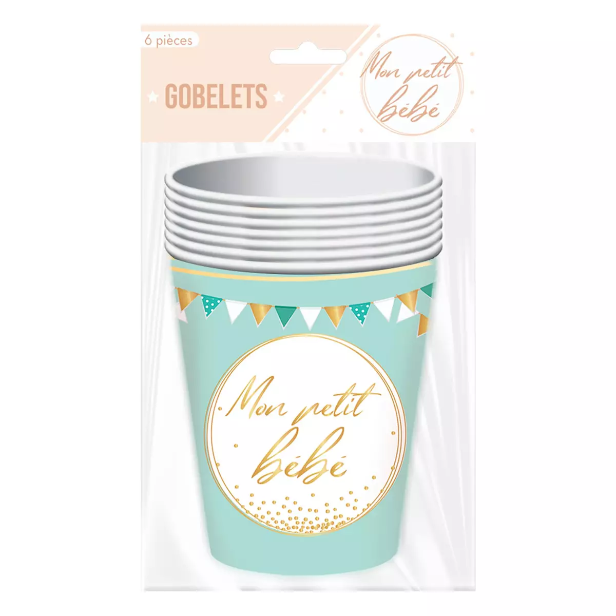 Les Trésors De Lily 6 Gobelets Carton 'Baby Shower' Vert (mon Petit Bébé) 85x75 Mm (25 Cl) [A1528]