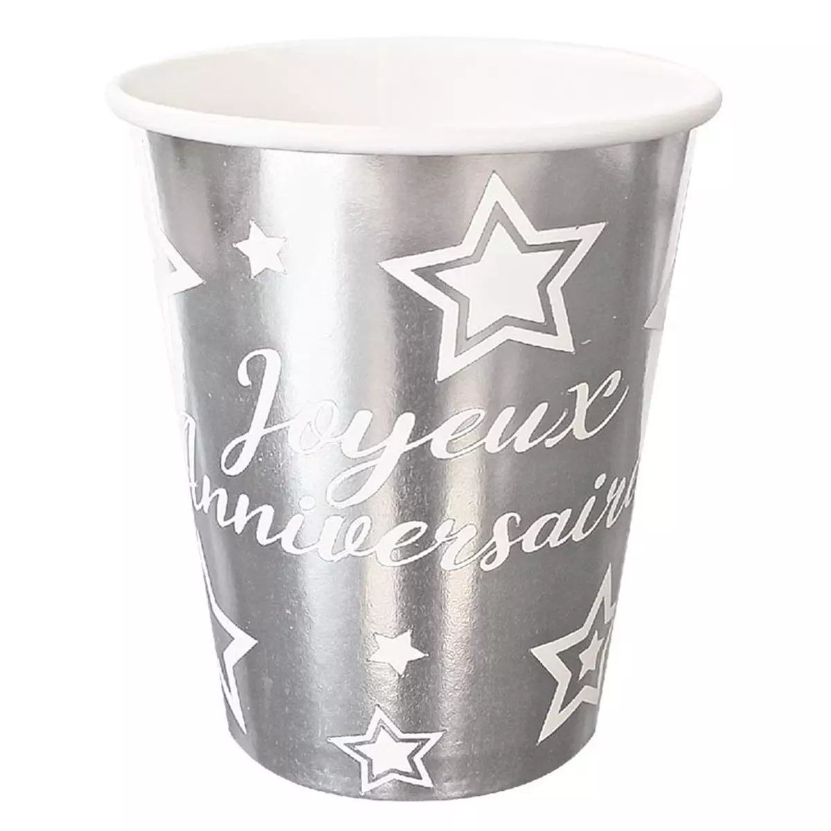 Les Trésors De Lily 6 Gobelets Carton 'Joyeux Anniversaire' Argenté 85x75 Mm (25 Cl) [A2850]