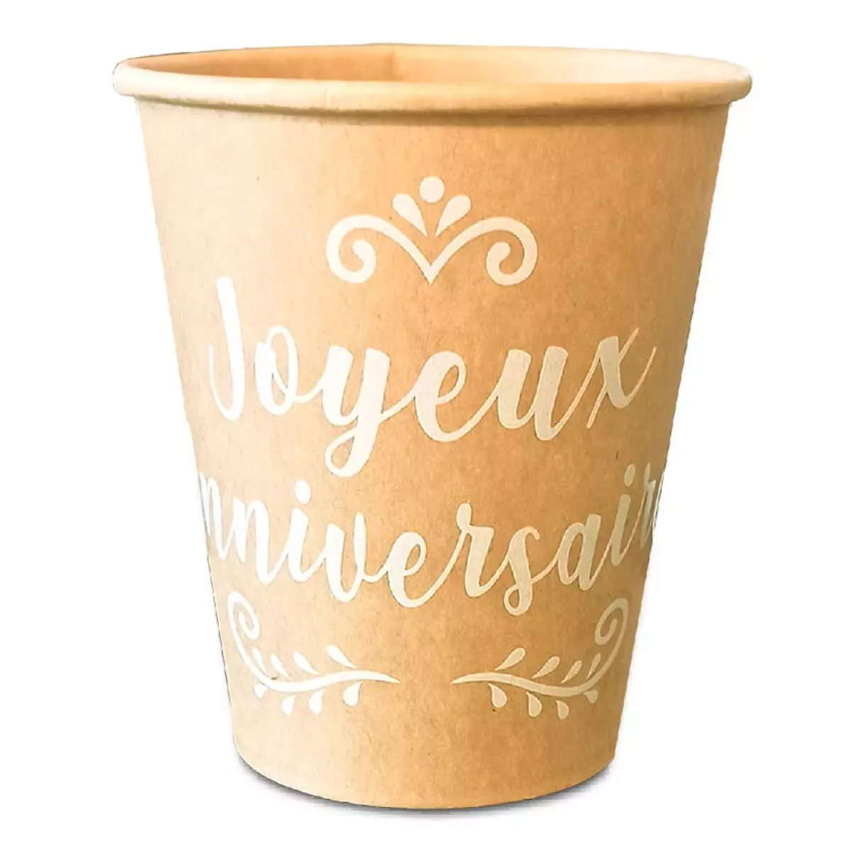 Les Trésors De Lily 6 Gobelets Carton 'Joyeux Anniversaire' Marron Kraft 90x75 Mm (25 Cl) [A3755]