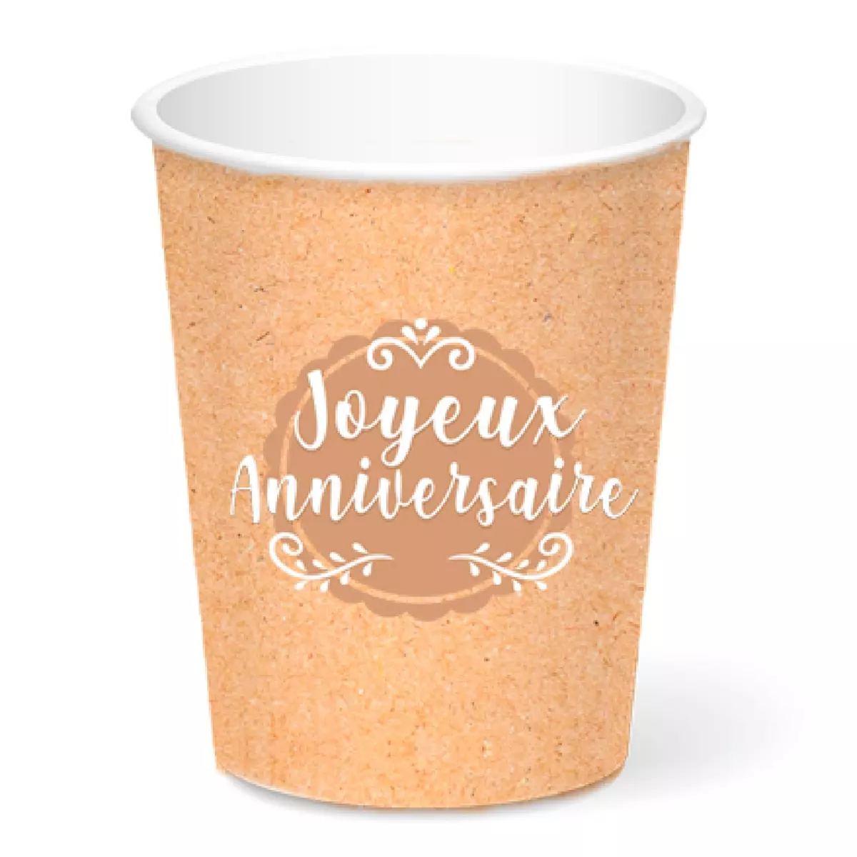 les trésors de lily 6 gobelets carton 'Joyeux Anniversaire' marron kraft 85x75 mm (25 cl) [A0769]