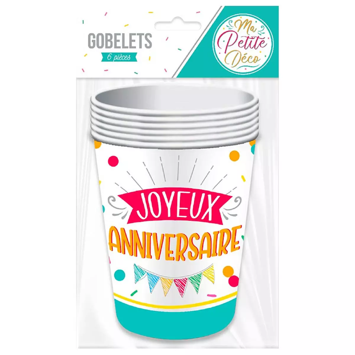 Les Trésors De Lily 6 Gobelets Carton 'Joyeux Anniversaire' Multicolore 85x75 Mm (25 Cl) [A2852]