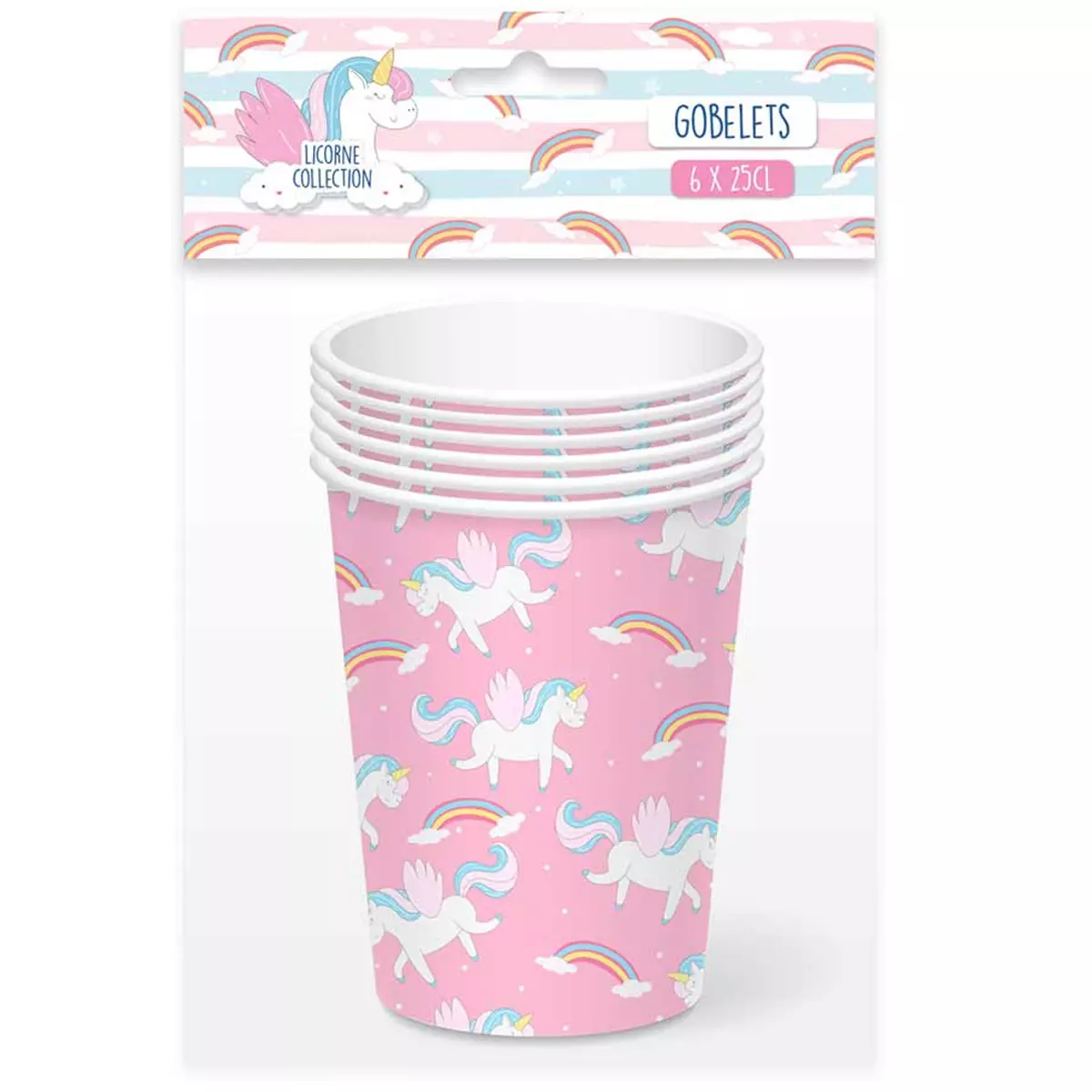 Les Trésors De Lily 6 Gobelets Carton 'Licorne My Unicorn' Rose 25 Cl [Q8017]