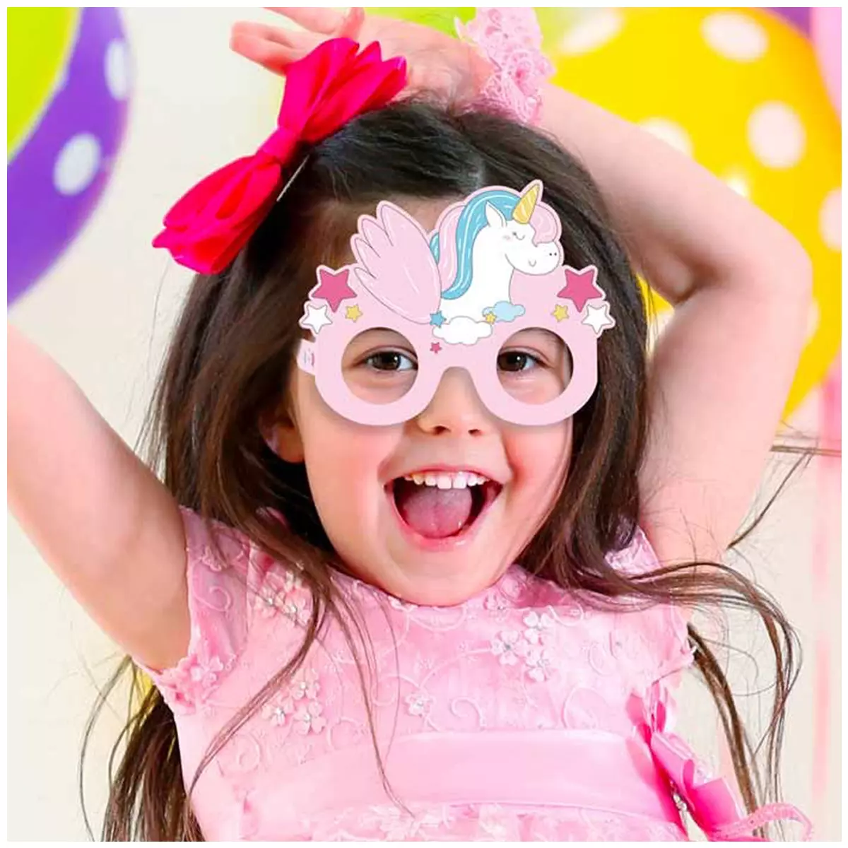 les trésors de lily 6 lunettes humoristiques enfant 'Licorne My Unicorn' rose 145x11 cm [Q5990]