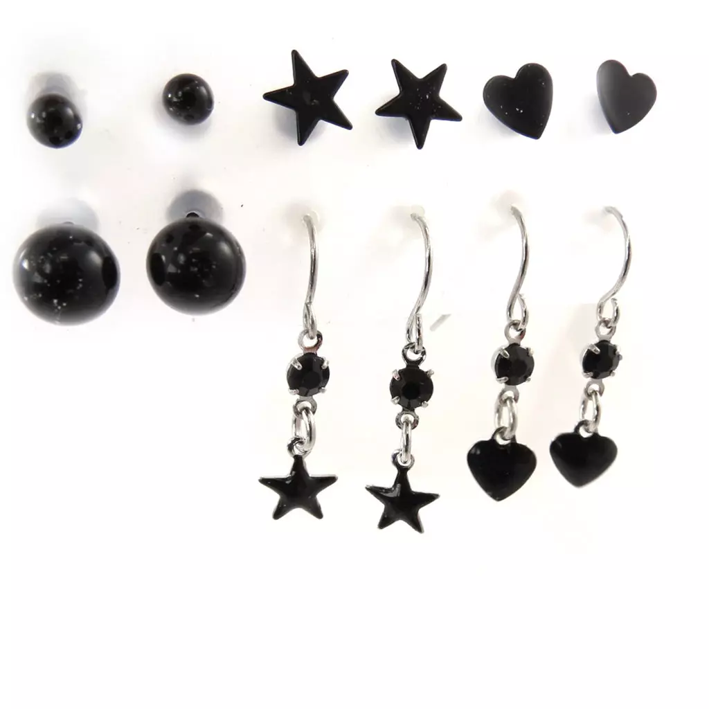 Les Trésors De Lily 6 Paires De Boucles 'Graziella' Noir [J7141]
