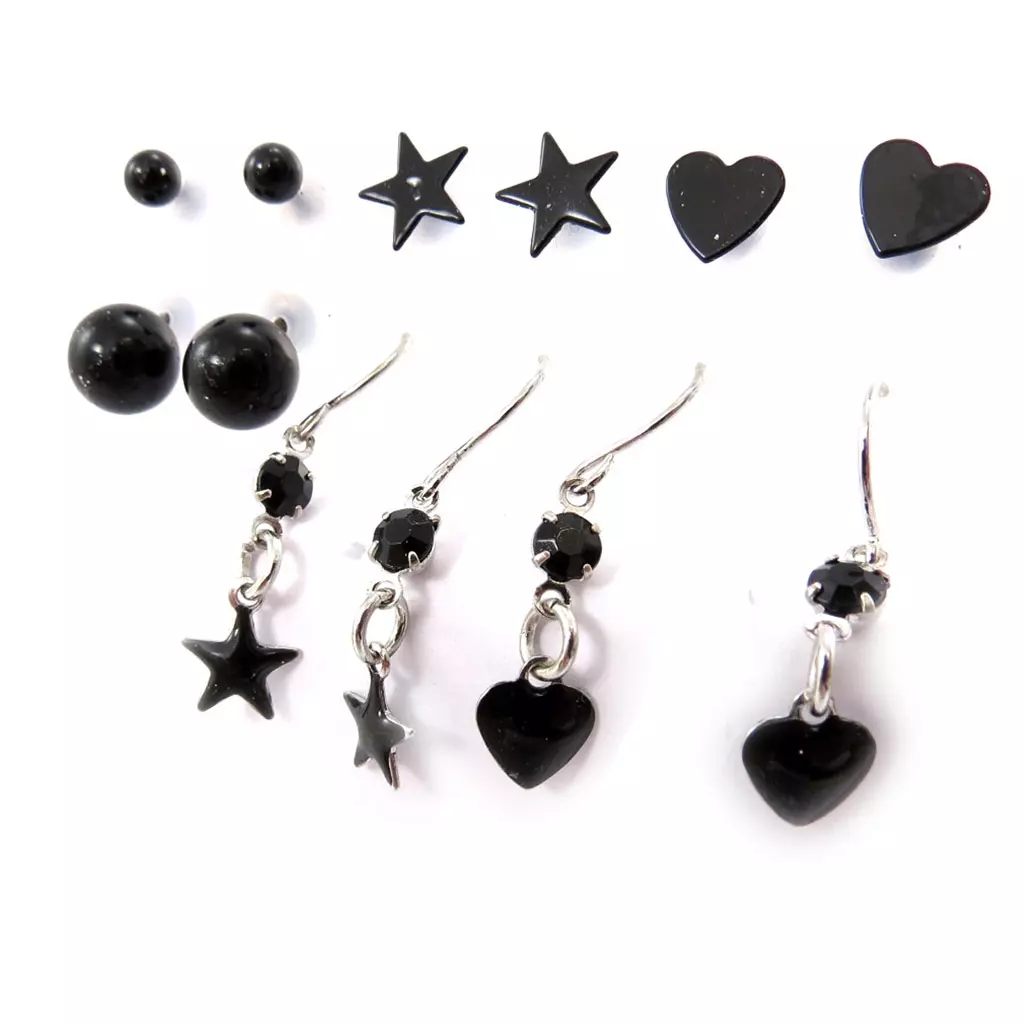 Les Trésors De Lily 6 Paires De Boucles 'Graziella' Noir [J7141]