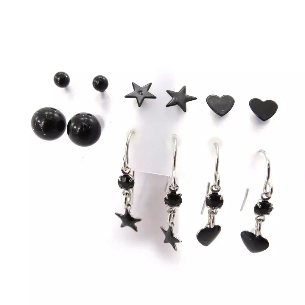 Les Trésors De Lily 6 Paires De Boucles 'Graziella' Noir [J7141]