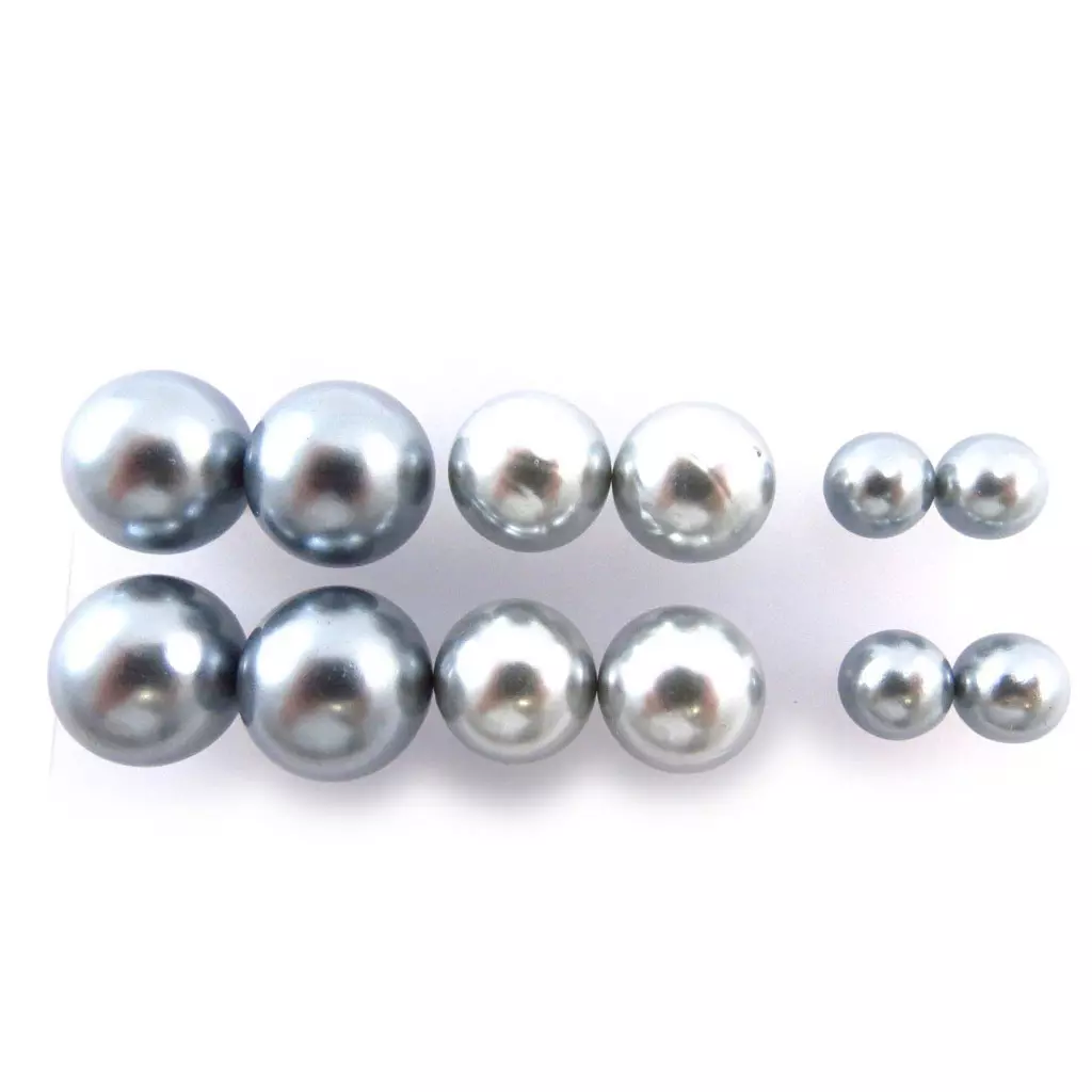 les trésors de lily 6 paires de boucles 'Perla' gris [J6213]