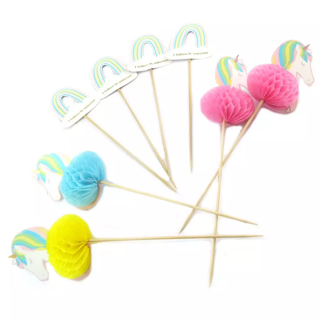 Les Trésors De Lily 8 Piques Décoratifs 'Licorne My Unicorn' Blanc Multicolore 19 Cm [P5428]