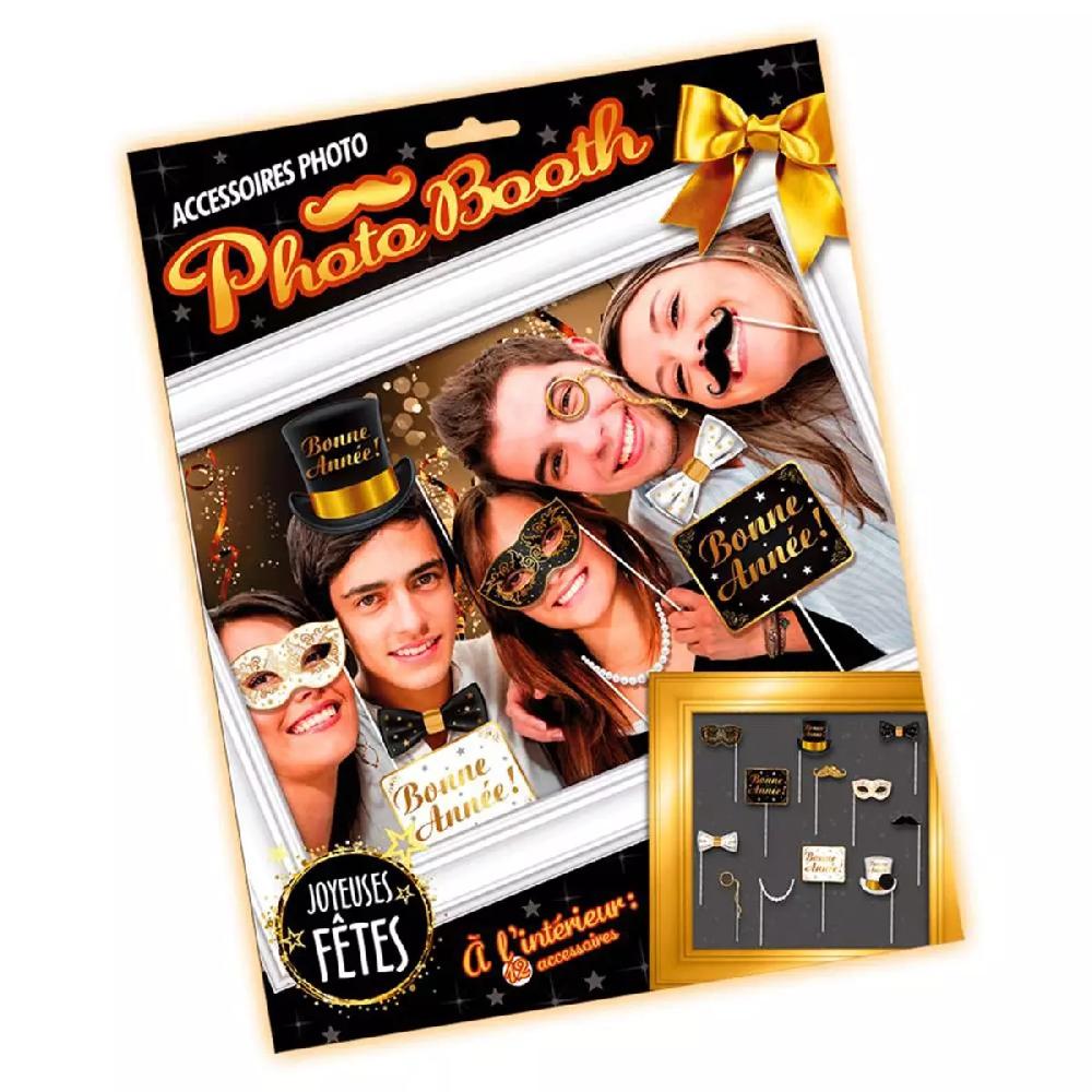 les trésors de lily Accessoires photobooth 'Bonne Année' noir doré 12 pièces [Q4556]