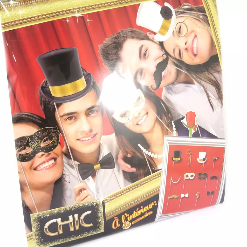 Les Trésors De Lily Accessoires Photobooth 'Chic Party' Noir Doré Blanc 12 Pièces (masques Chapeaux) [P0275]