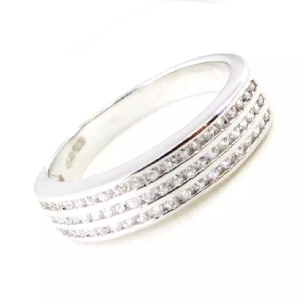 Les Trésors De Lily Alliance Argent 'Déesse' Blanc Argenté (rhodié) 5 Mm [I9883]