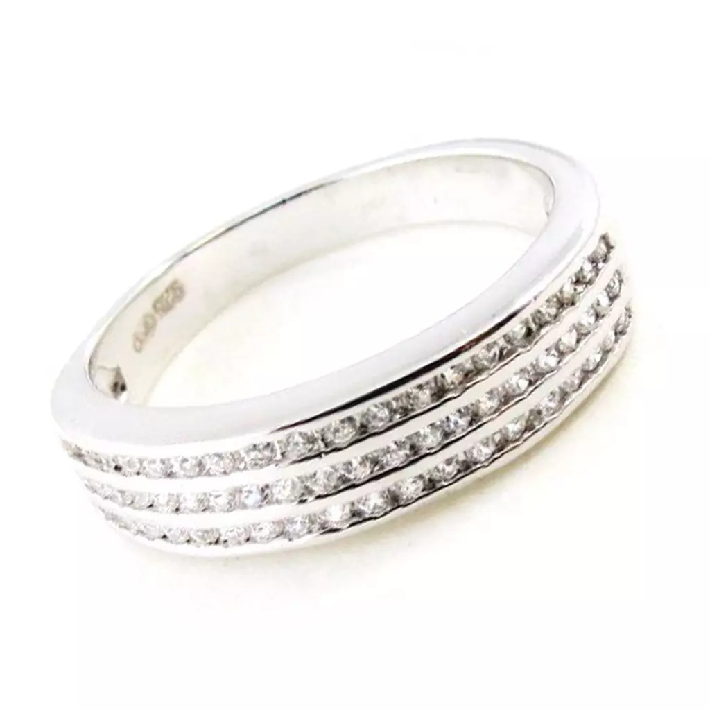 les trésors de lily Alliance Argent 'Déesse' blanc argenté (rhodié) 5 mm [I9883]