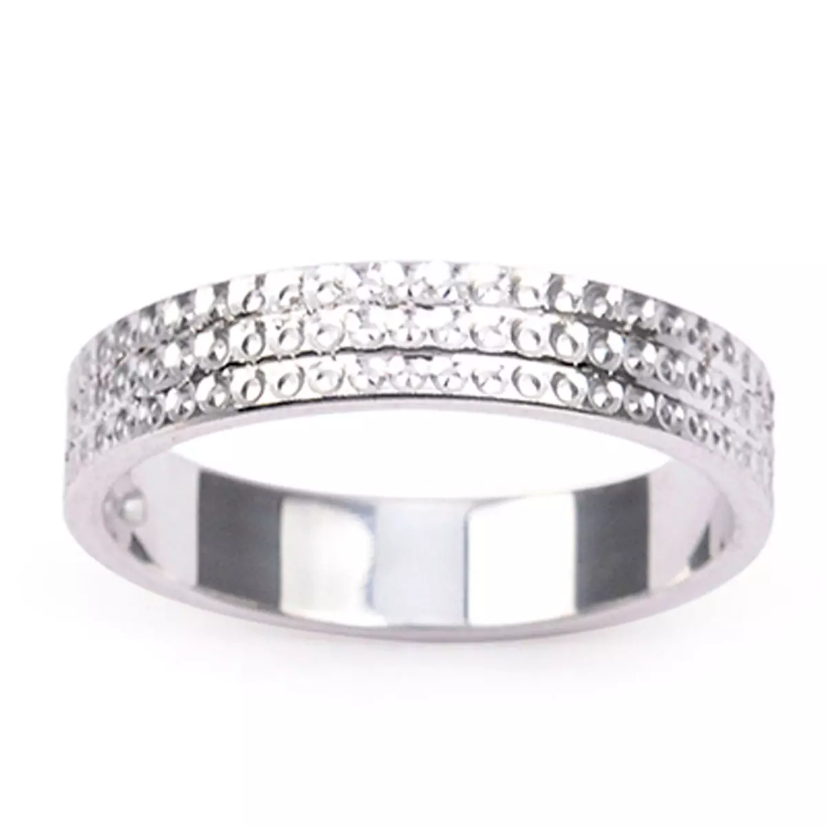 Les Trésors De Lily Alliance Argent 'Lien D'Amour' Argenté (rhodié) 4 Mm (diamanté) [R5058]