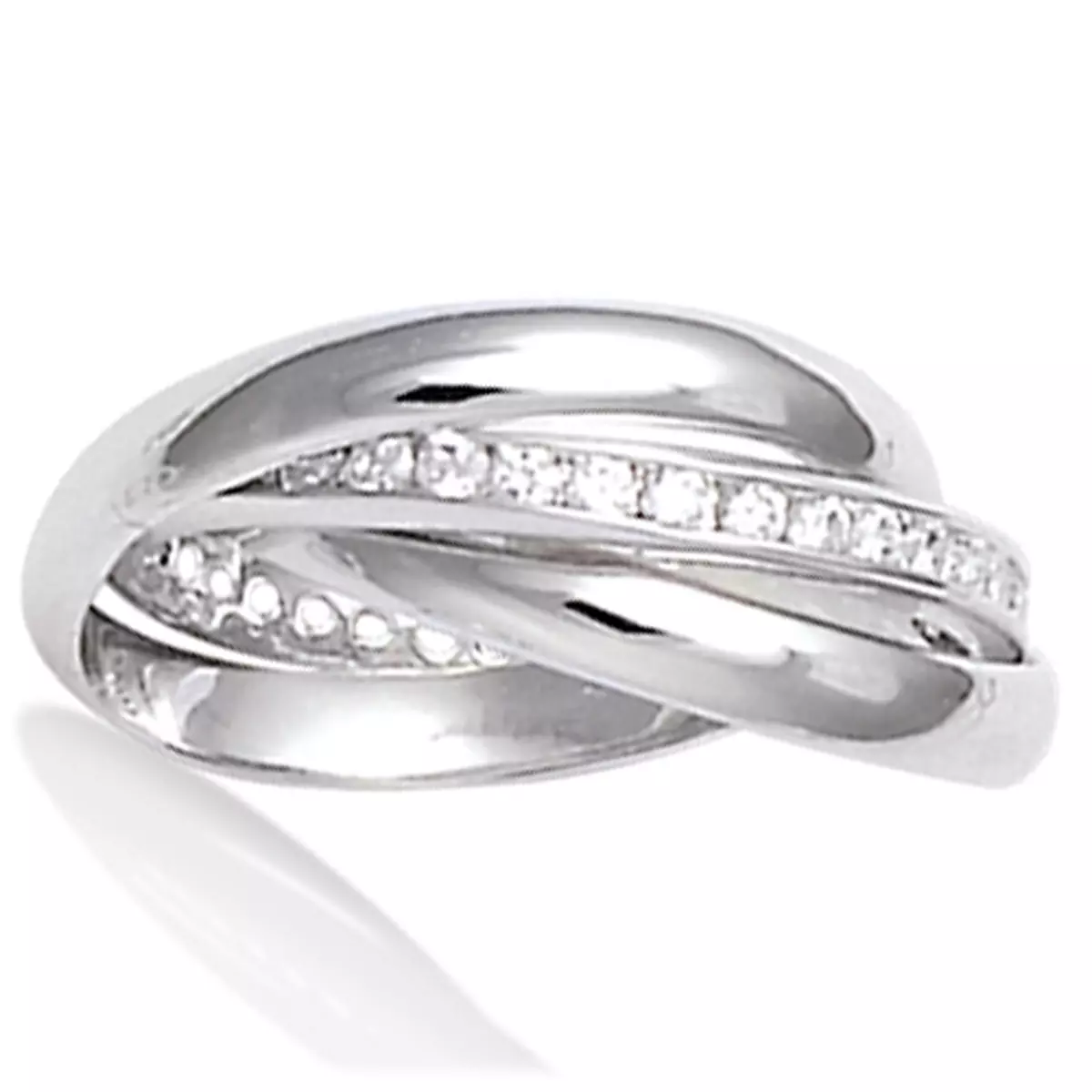 les trésors de lily Alliance Argent 'Trio' blanc argenté (rhodié) 3 anneaux 3 mm [K6603]