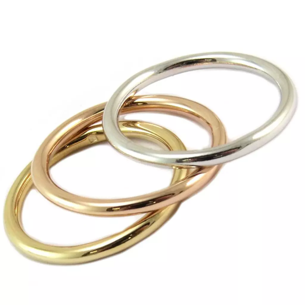 les trésors de lily Alliance argent 'Trio' doré argenté rosé 2 mm chacun [P5993]