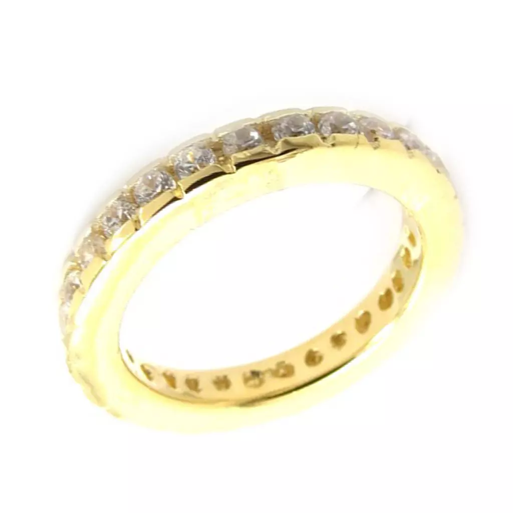 Les Trésors De Lily Alliance Plaqué Or 'Pour La Vie' Blanc Doré 3 Mm [K4700]