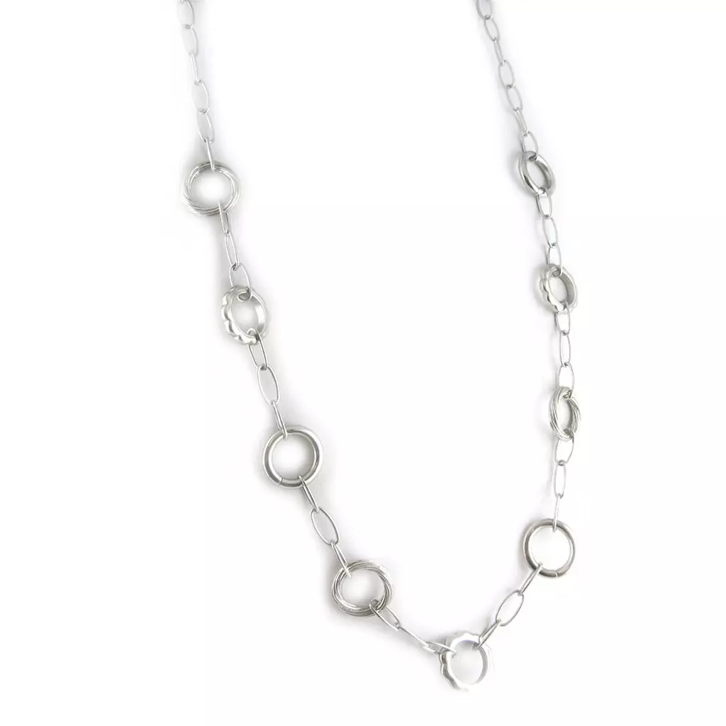 Les Trésors De Lily [Altesse] Collier Sautoir Acier 'Chorégraphie' Argenté (L1919) [L1919]