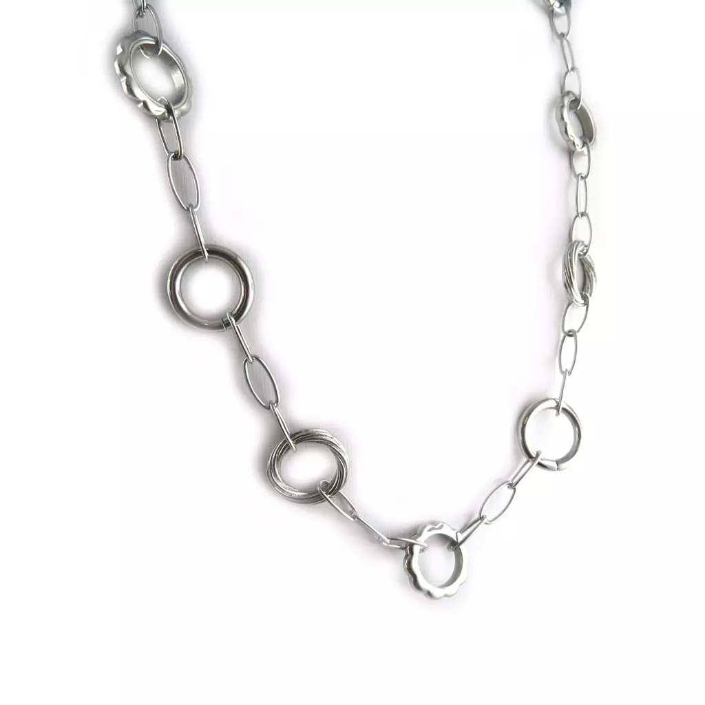 les trésors de lily [Altesse] Collier Sautoir acier 'Chorégraphie' Argenté (L1919) [L1919]
