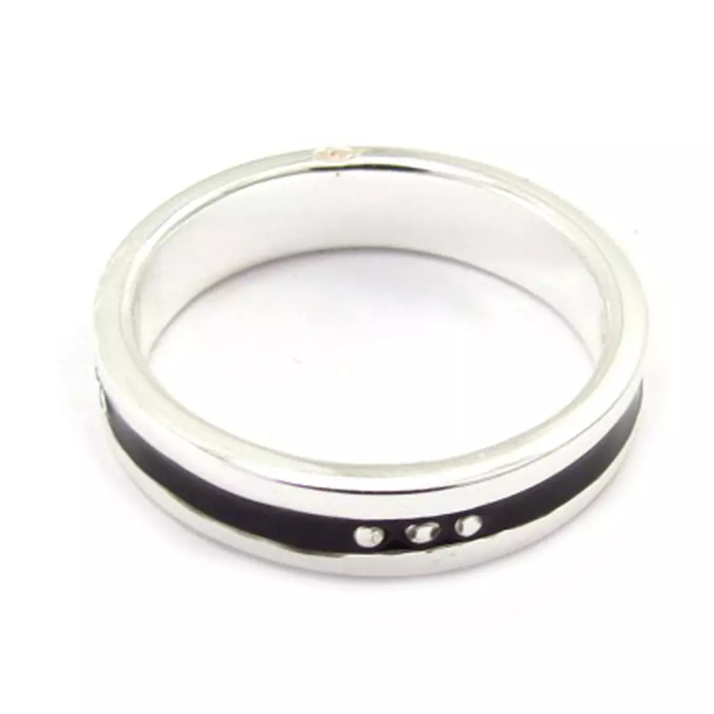 Les Trésors De Lily Anneau Argent 'Enzo' Noir Argenté 5 Mm [G1817]
