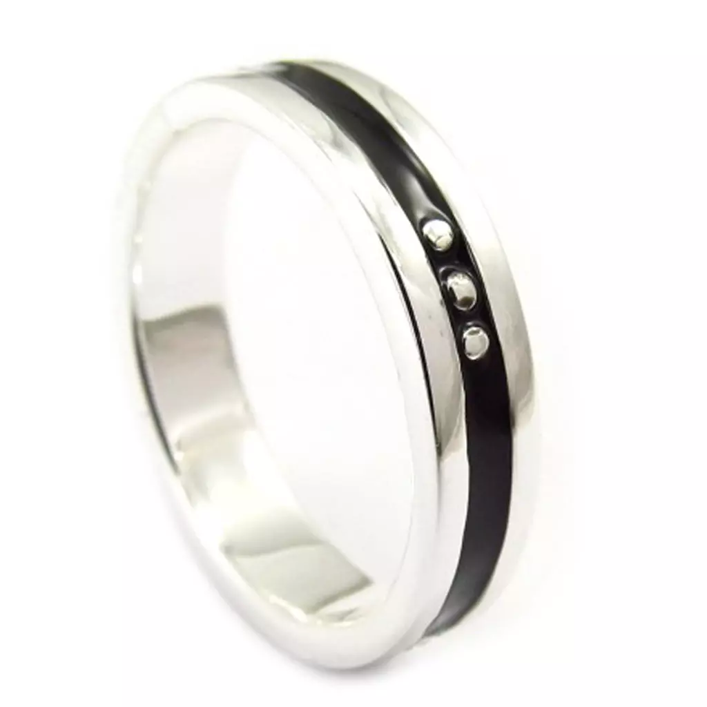 les trésors de lily Anneau Argent 'Enzo' noir argenté 5 mm [G1817]