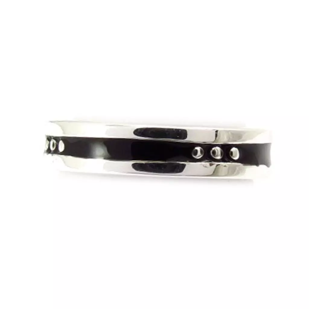 Les Trésors De Lily Anneau Argent 'Enzo' Noir Argenté 5 Mm [K4627]